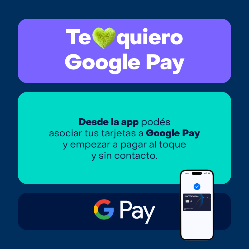 Logueate en Patagonia Móvil. Ingresá a tu tarjeta Visa (crédito o débito). Clickeá en 'Agregar a Google Pay'. Aceptá los términos y condiciones